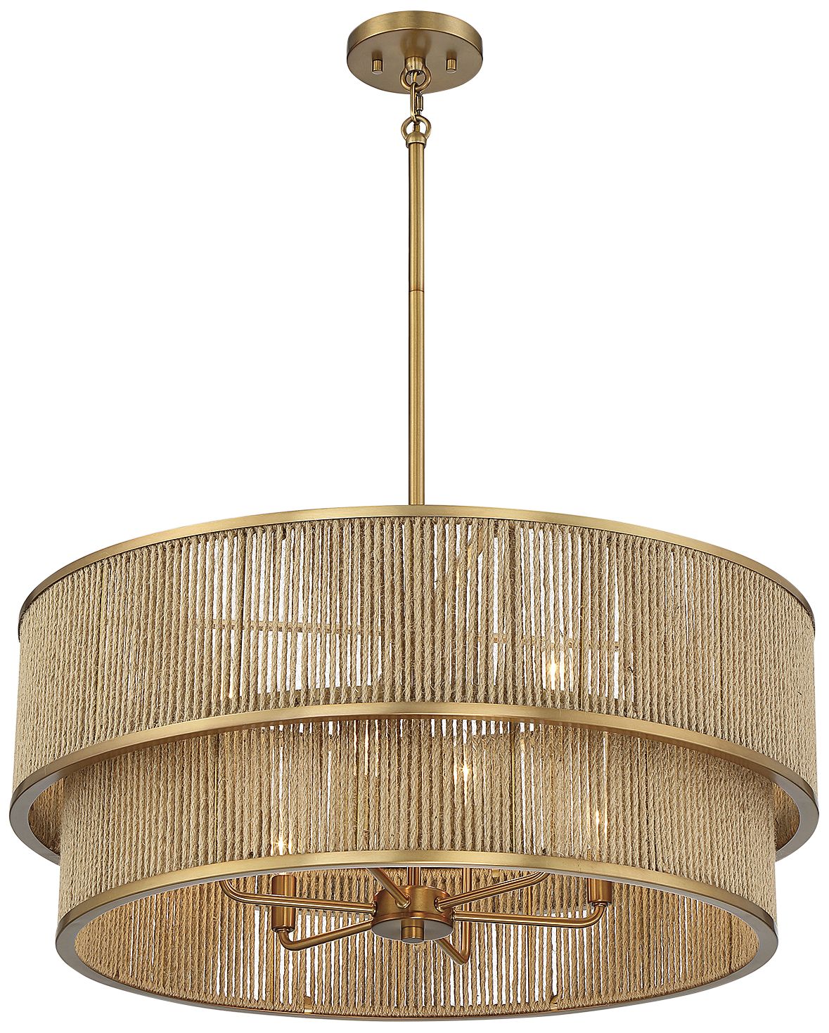 Image 4 Ashburn 6-Light Pendant in Warm Brass and Rope more views