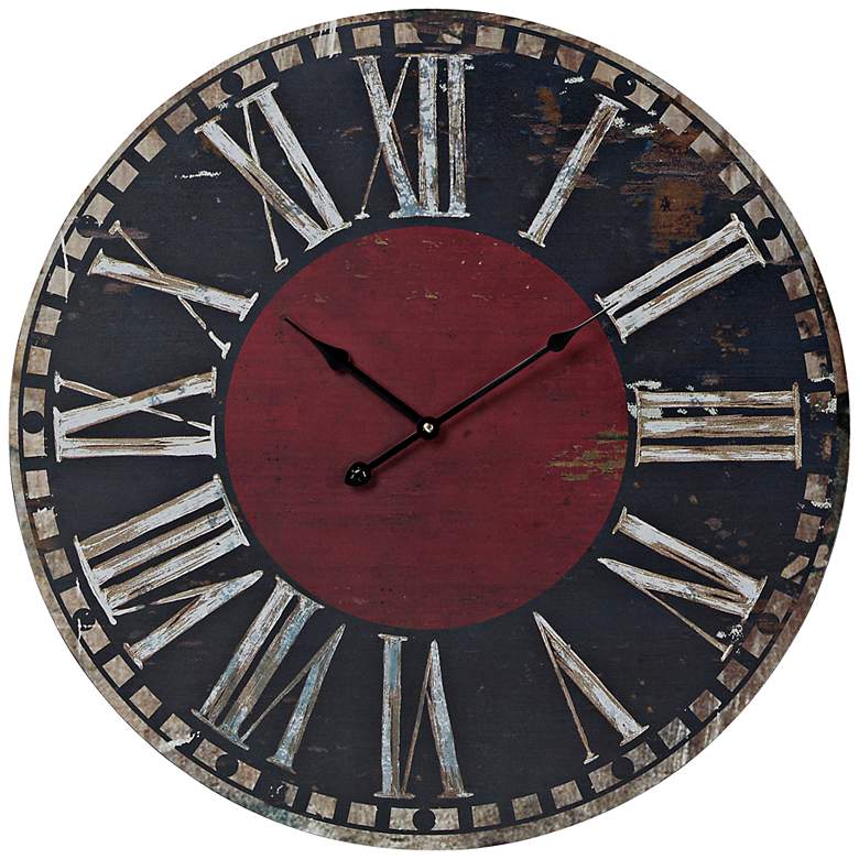 Image 1 Ashburn Black And Red Printed 24 inch Round Wall Clock