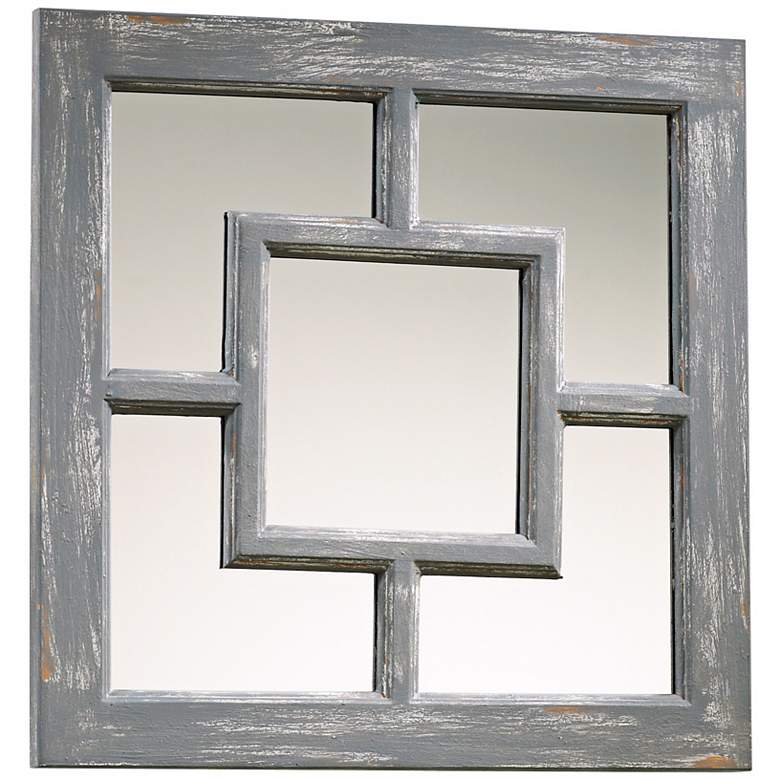 Image 1 Ashbury Distressed Gray 17" Square Wall Mirror