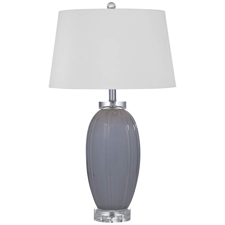 Image 1 Ashbury Gray Ceramic Oval Table Lamp