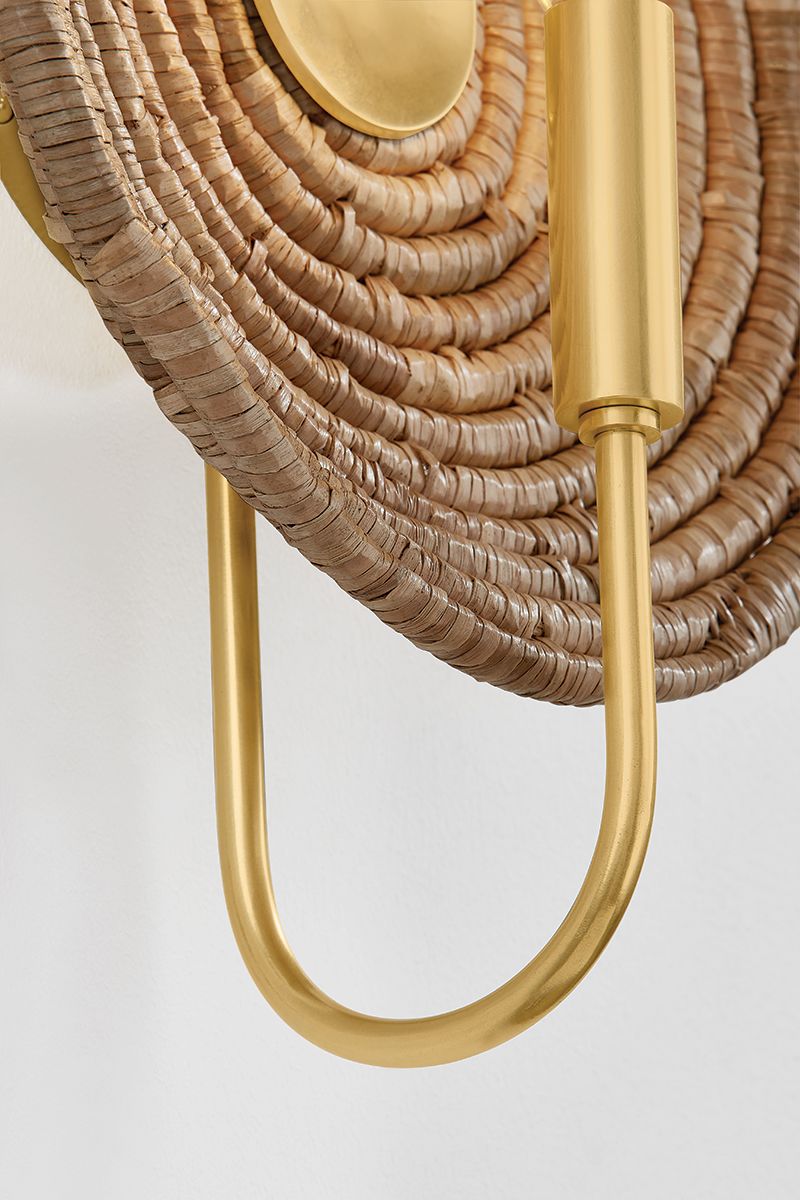 Image 4 Ashby 14 1/2" High Aged Brass and Woven Natural Wall Sconce more views