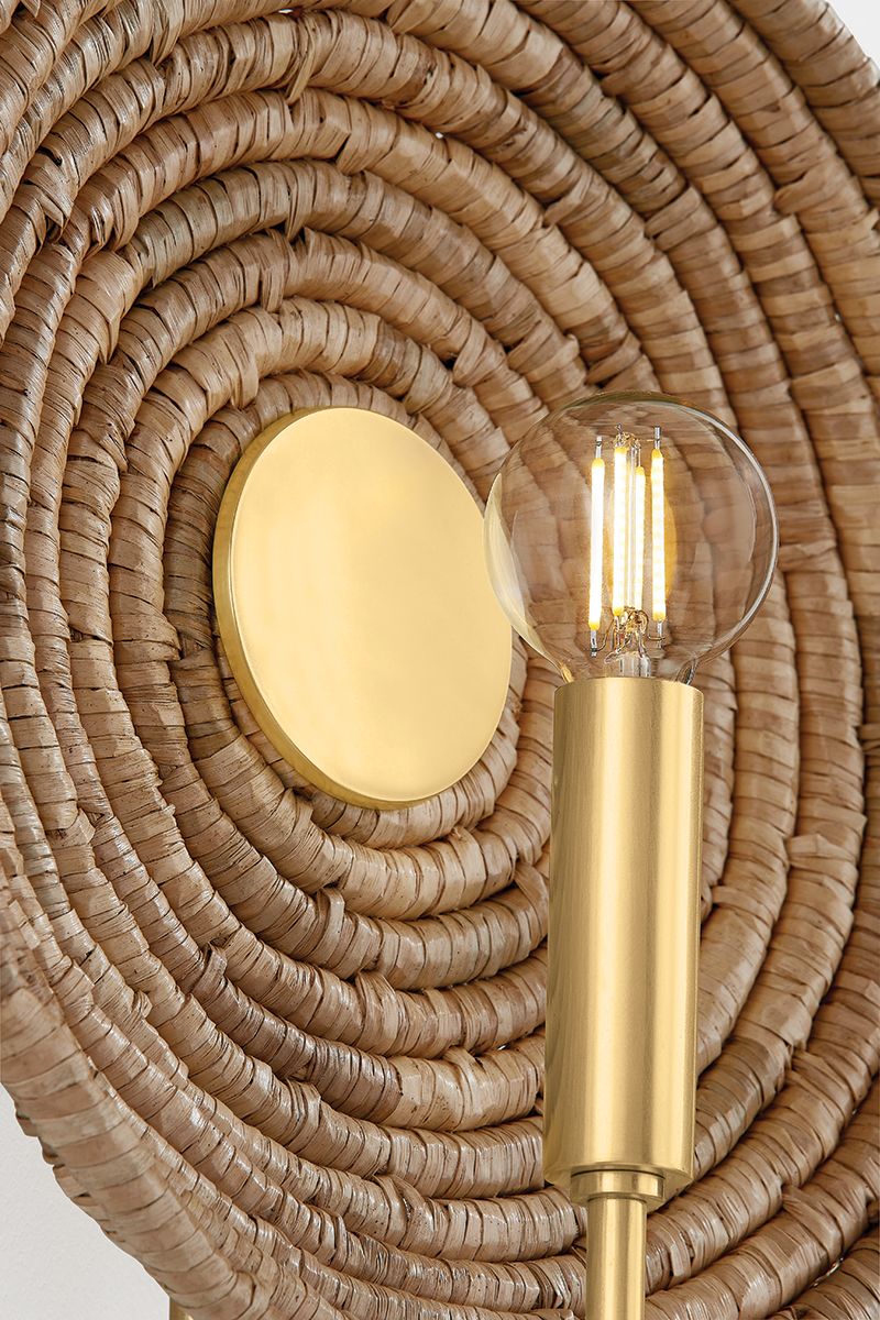 Image 7 Ashby 14 1/2" High Aged Brass and Woven Natural Wall Sconce more views