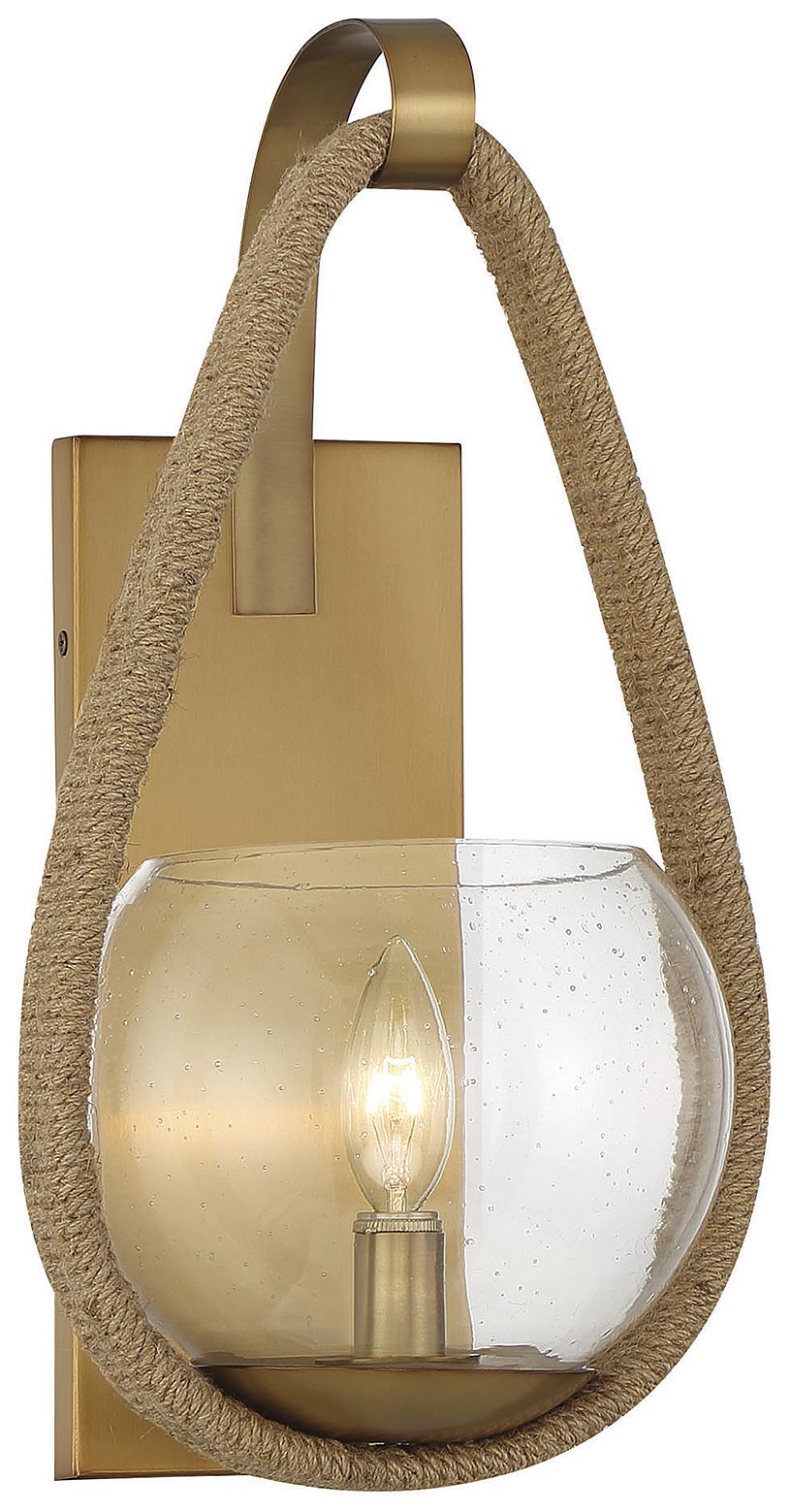 Ashe 1-Light Wall Sconce in Warm Brass and Rope