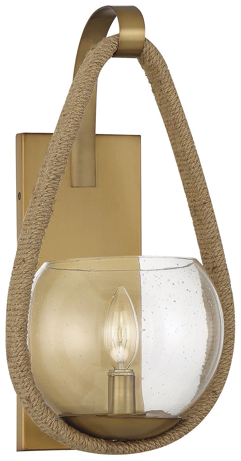 Image 2 Ashe 1-Light Wall Sconce in Warm Brass and Rope more views