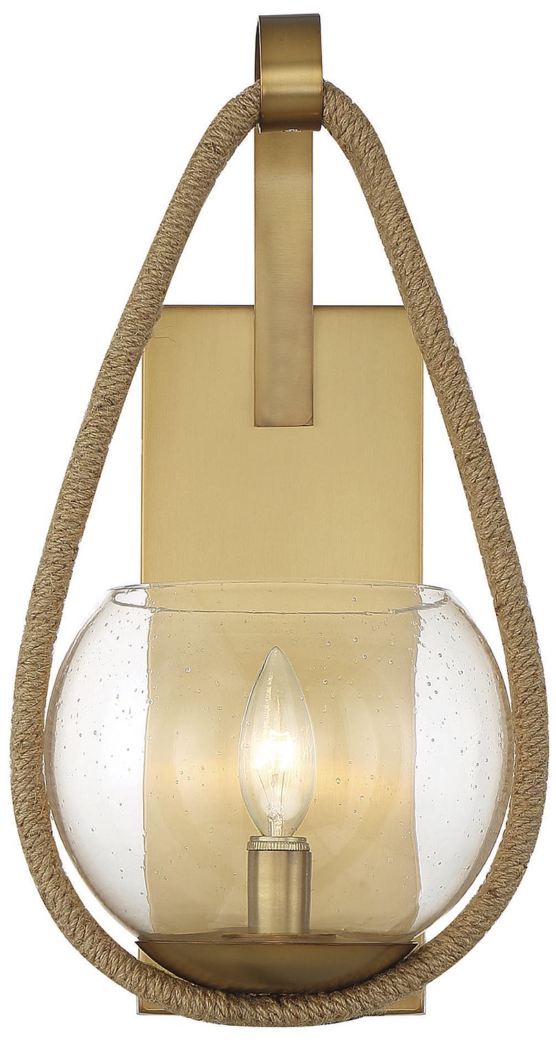 Image 3 Ashe 1-Light Wall Sconce in Warm Brass and Rope more views