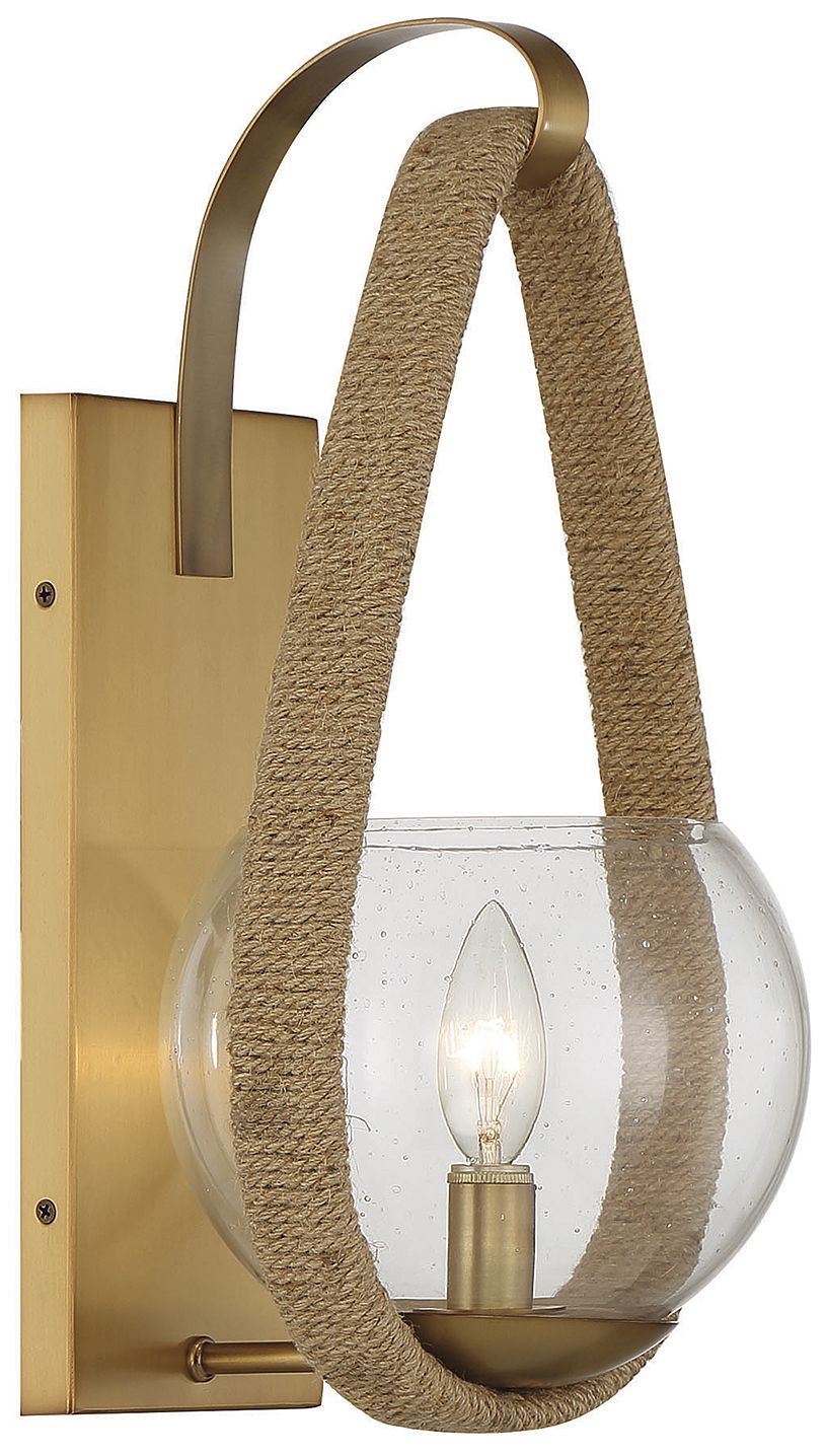 Image 4 Ashe 1-Light Wall Sconce in Warm Brass and Rope more views