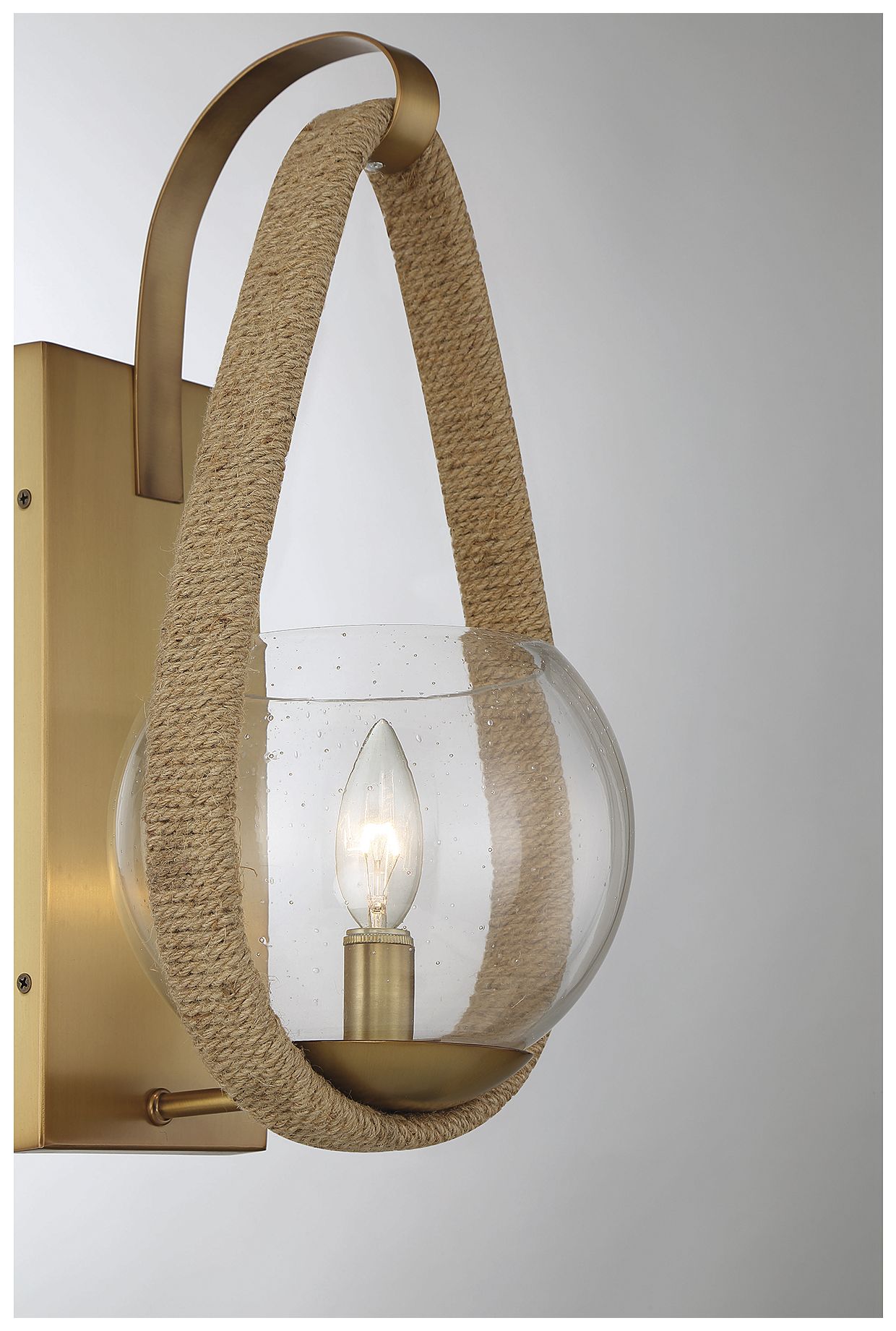 Image 6 Ashe 1-Light Wall Sconce in Warm Brass and Rope more views