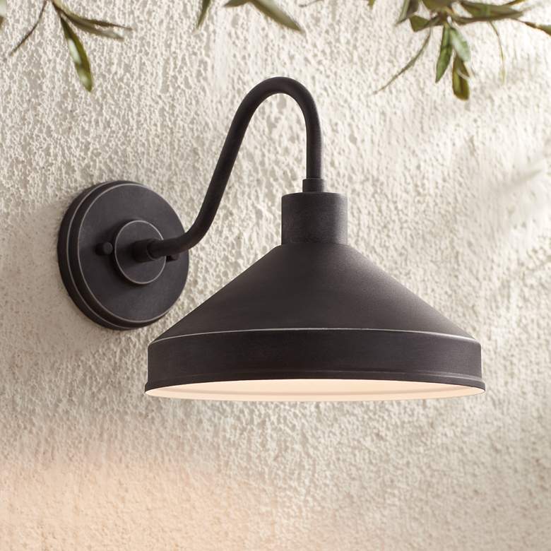 Image 1 Ashe 10" High Iron Black Outdoor Wall Light