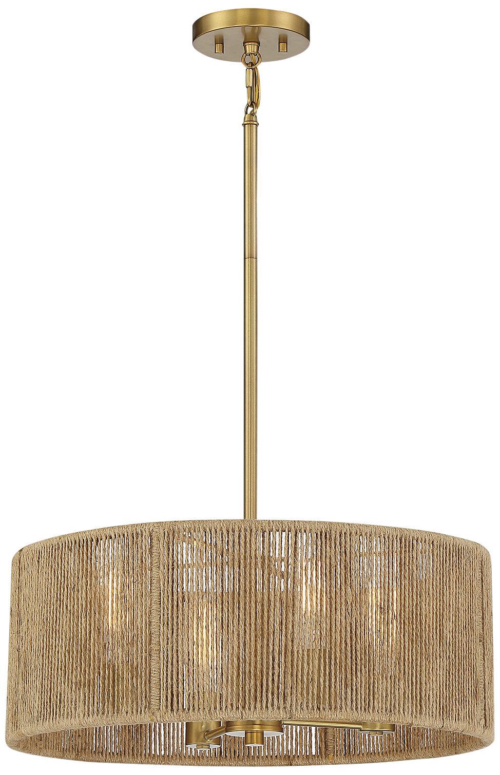 Image 3 Ashe 4-Light Pendant in Warm Brass and Rope more views