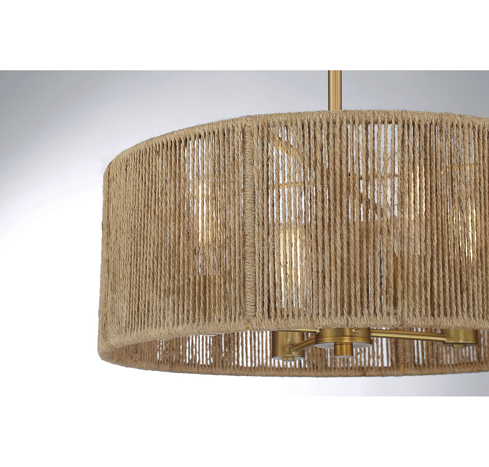 Image 5 Ashe 4-Light Pendant in Warm Brass and Rope more views