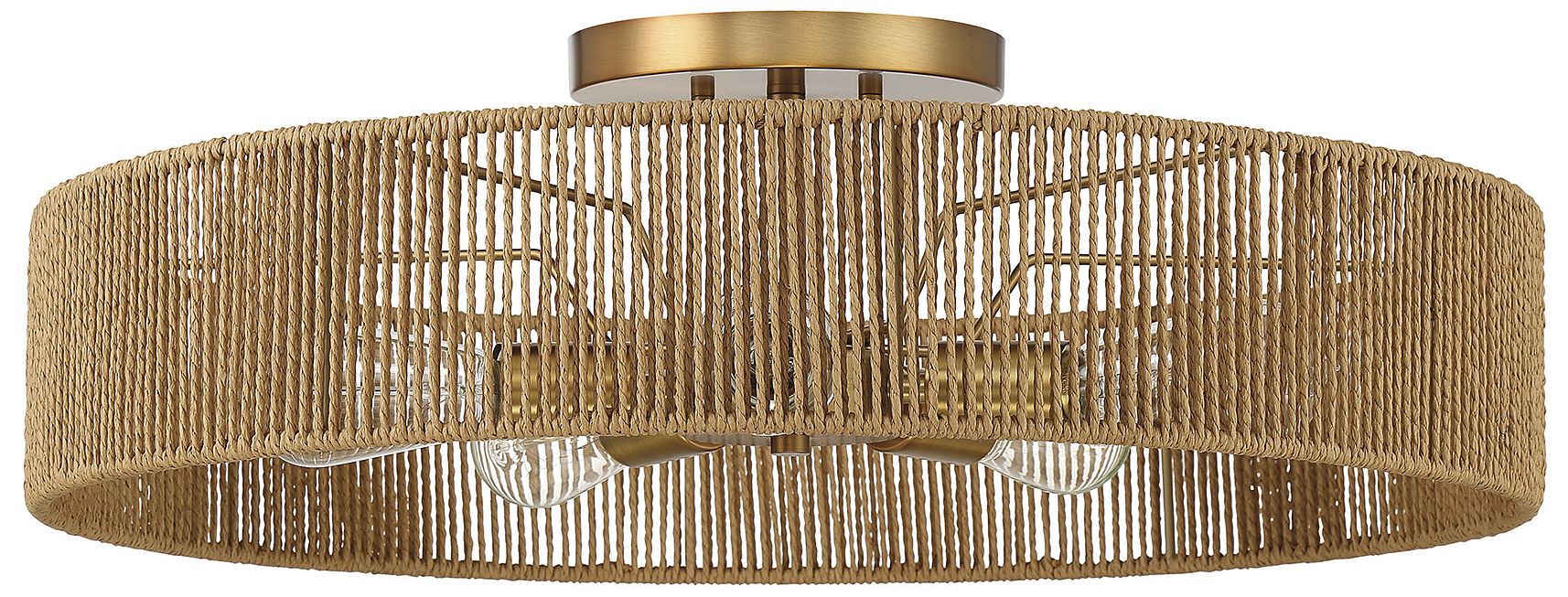 Image 2 Ashe 5-Light Ceiling Light in Warm Brass and Rope more views