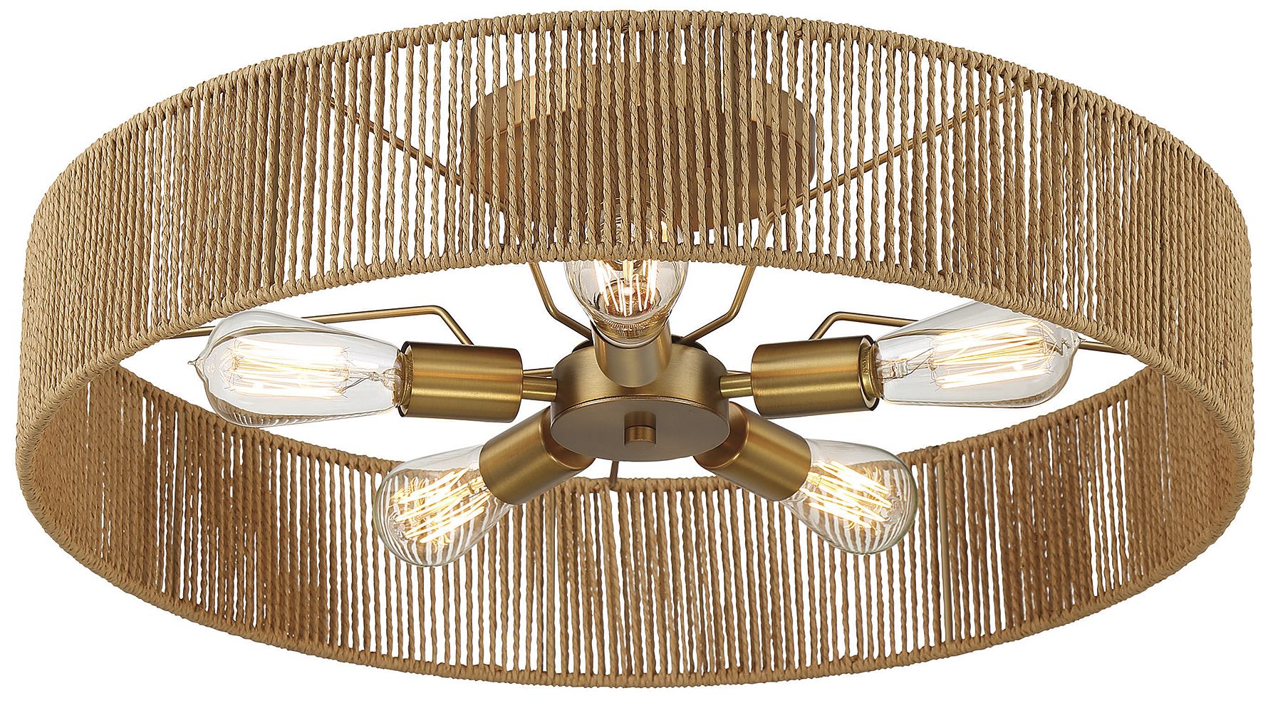 Image 4 Ashe 5-Light Ceiling Light in Warm Brass and Rope more views
