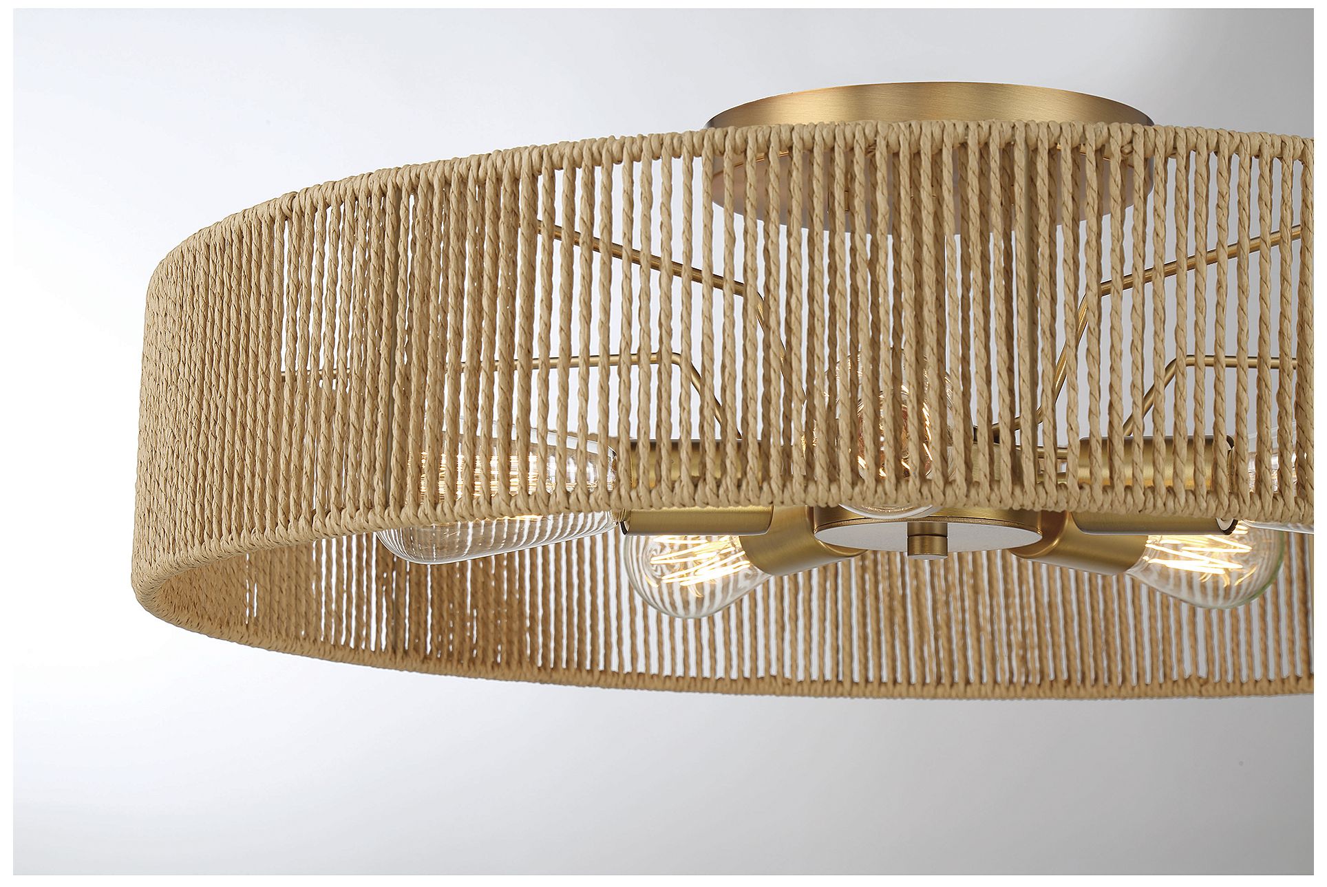 Image 5 Ashe 5-Light Ceiling Light in Warm Brass and Rope more views