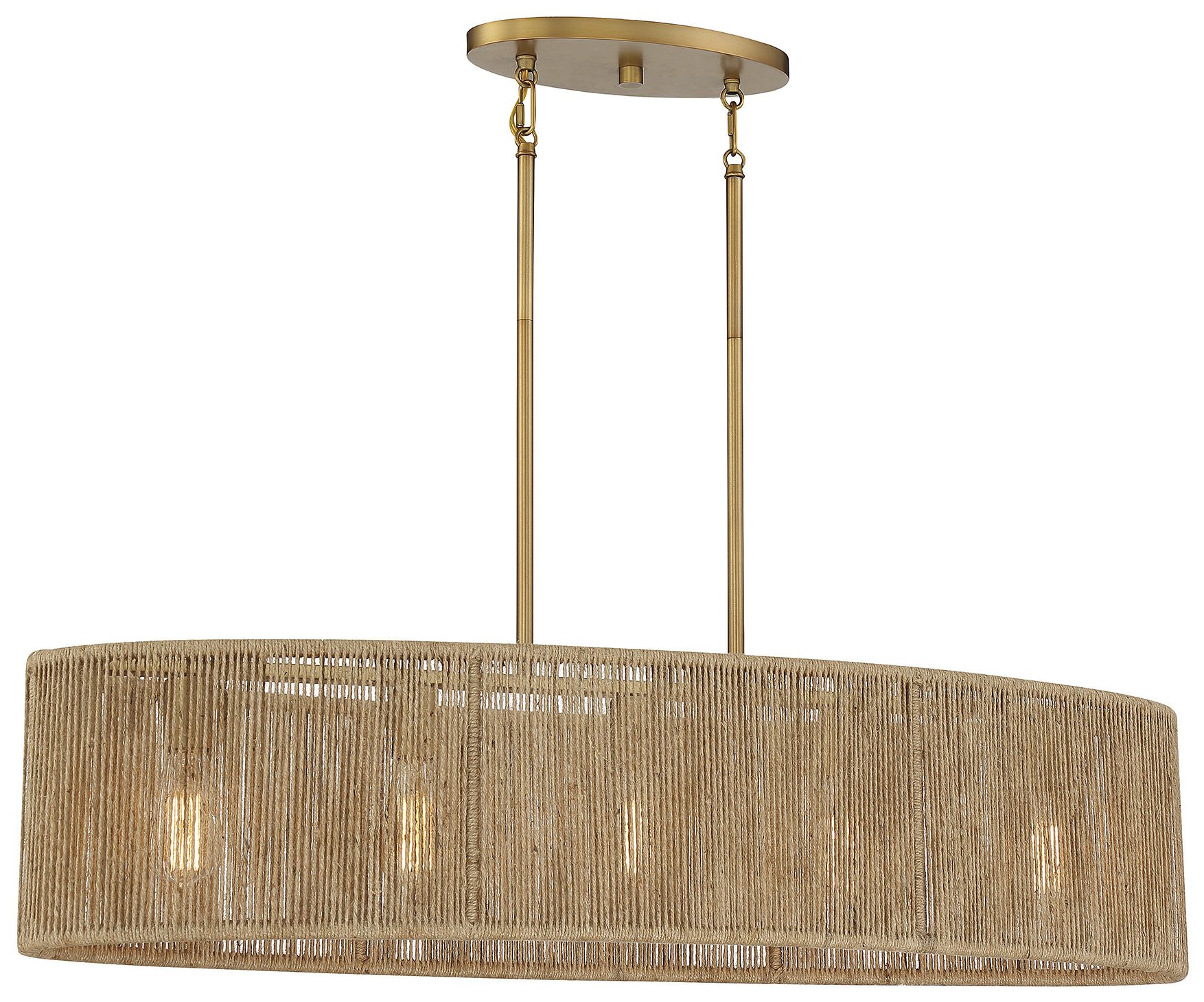 Image 2 Ashe 5-Light Oval Chandelier in Warm Brass and Rope