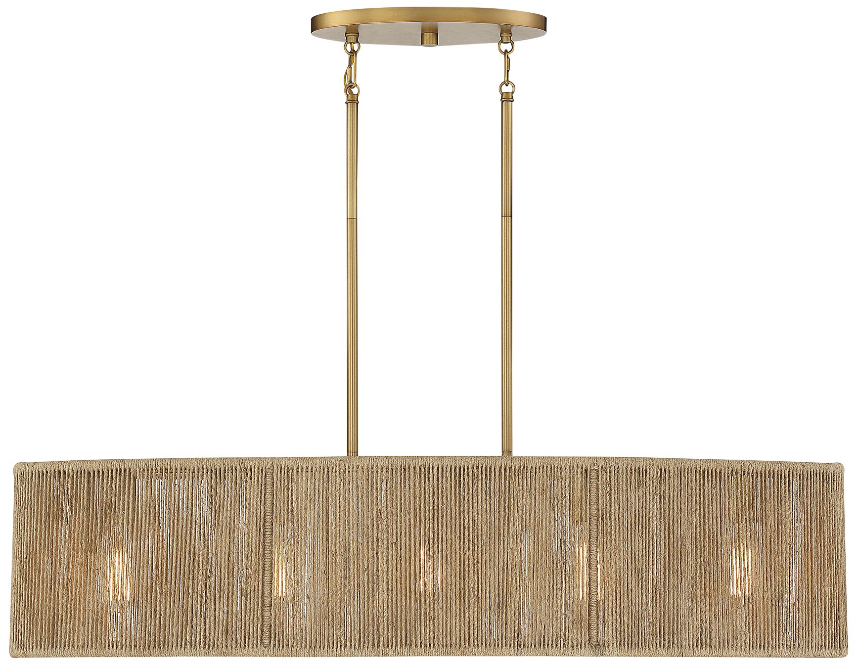 Image 4 Ashe 5-Light Oval Chandelier in Warm Brass and Rope more views