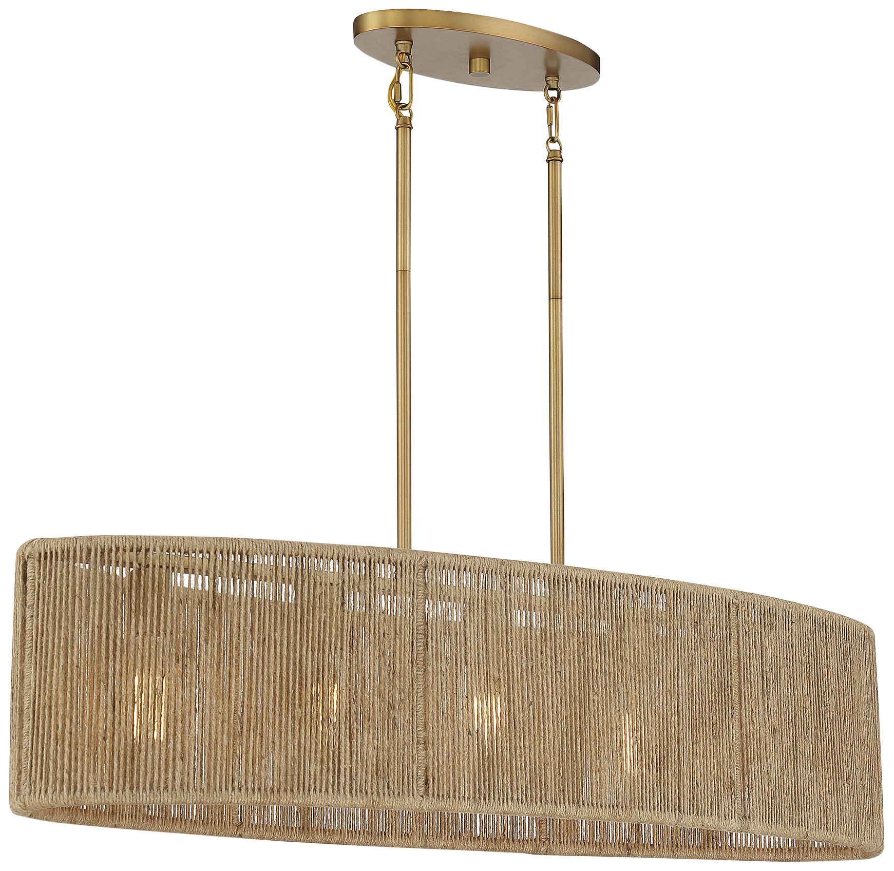 Image 5 Ashe 5-Light Oval Chandelier in Warm Brass and Rope more views