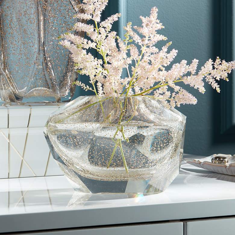 Image 1 Ashendon 6 3/4 inch Wide Smoke Transparent Glass Decorative Vase