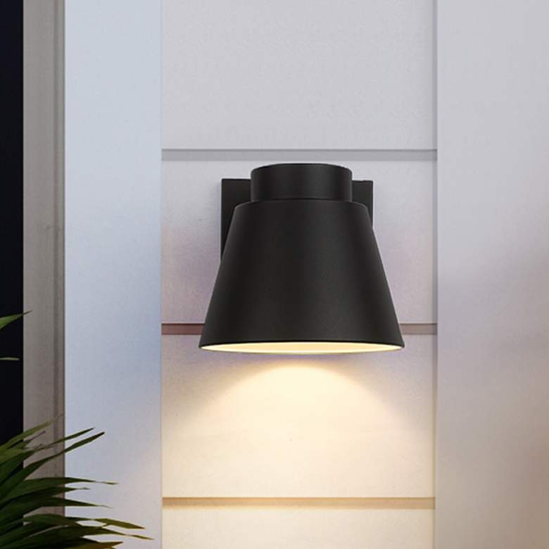 Image 2 Asher 11" High Black and Sandblast LED Outdoor Wall Light