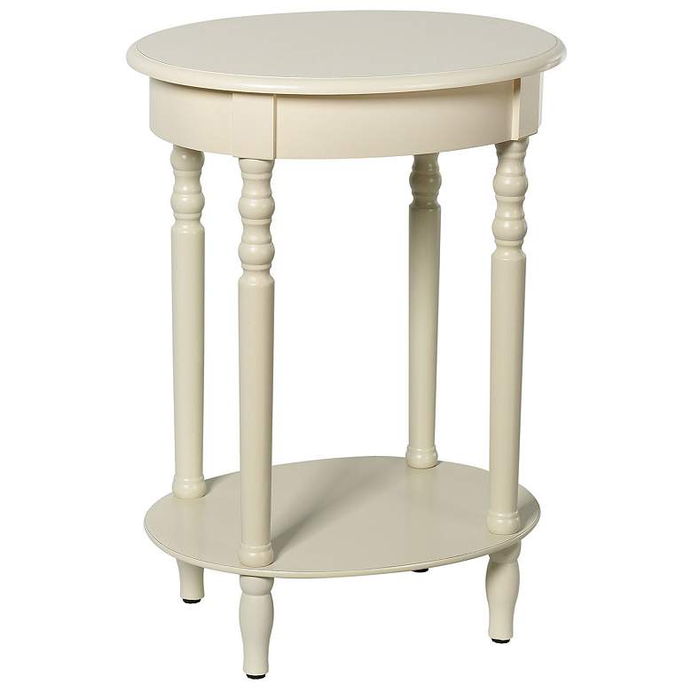 Image 1 Asher 27" High Antique White Oval Side Table