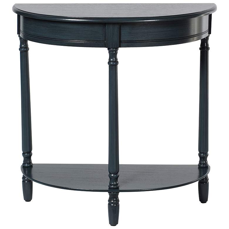 Image 1 Asher 28.25" Wide Antique Navy Demilune Console Table