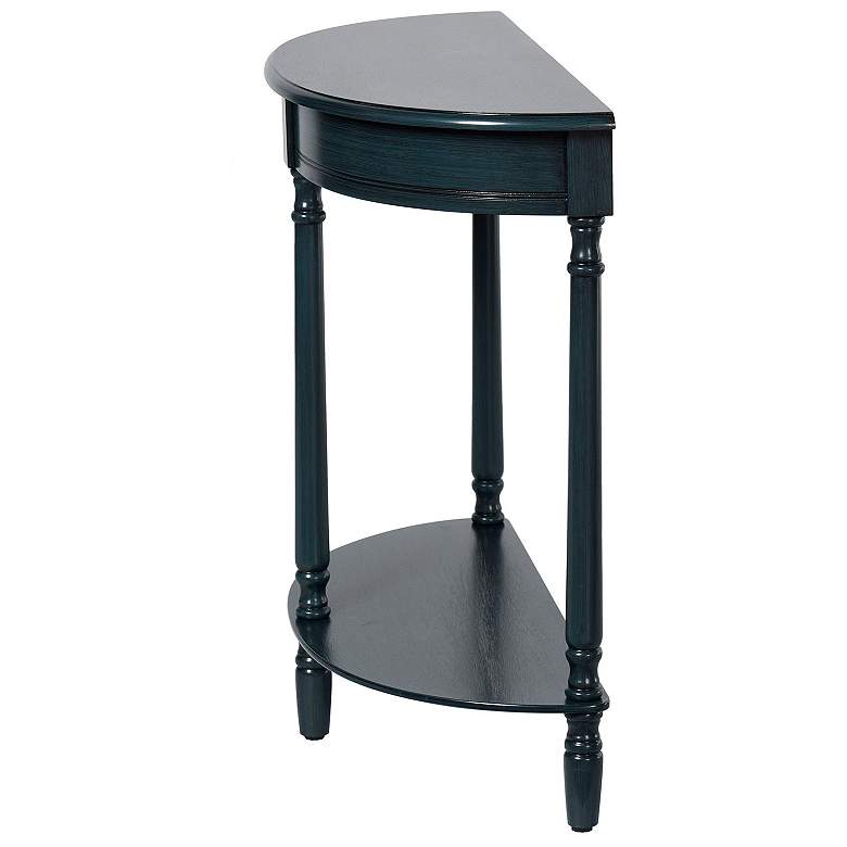 Image 3 Asher 28.25" Wide Antique Navy Demilune Console Table more views