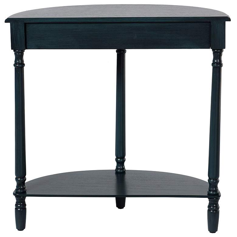 Image 4 Asher 28.25" Wide Antique Navy Demilune Console Table more views