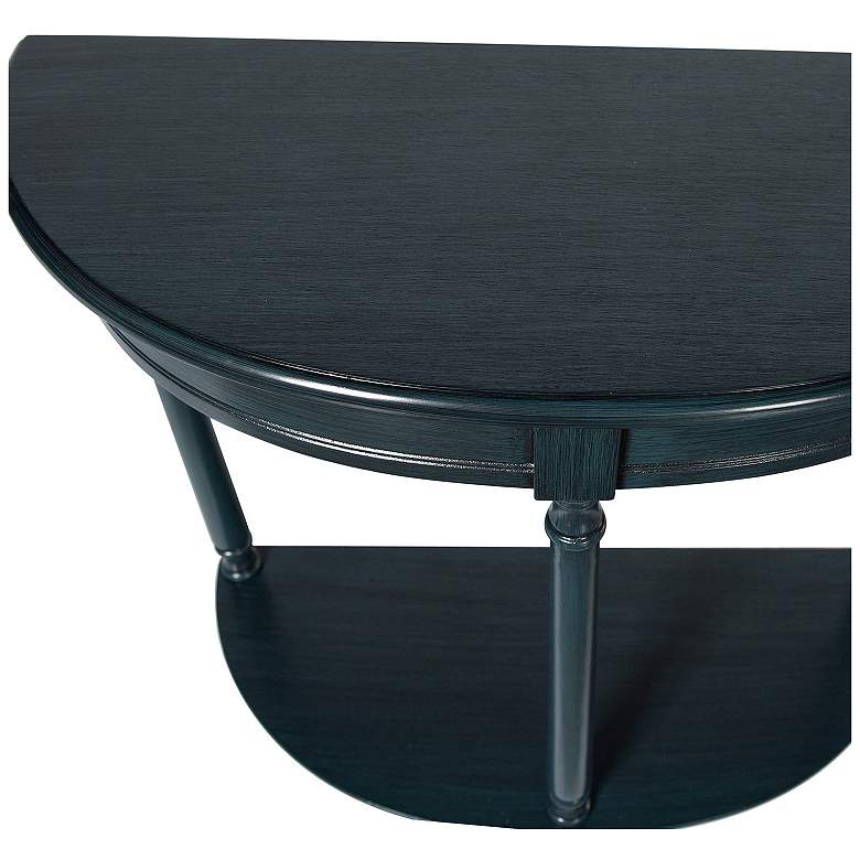 Image 5 Asher 28.25" Wide Antique Navy Demilune Console Table more views