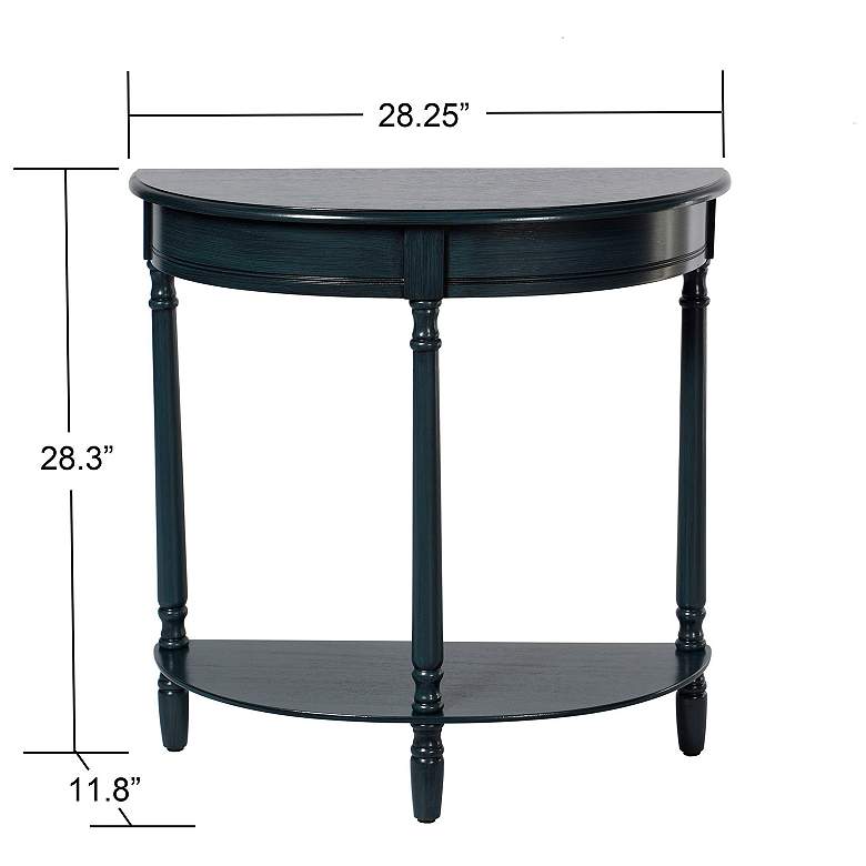 Image 7 Asher 28.25" Wide Antique Navy Demilune Console Table more views