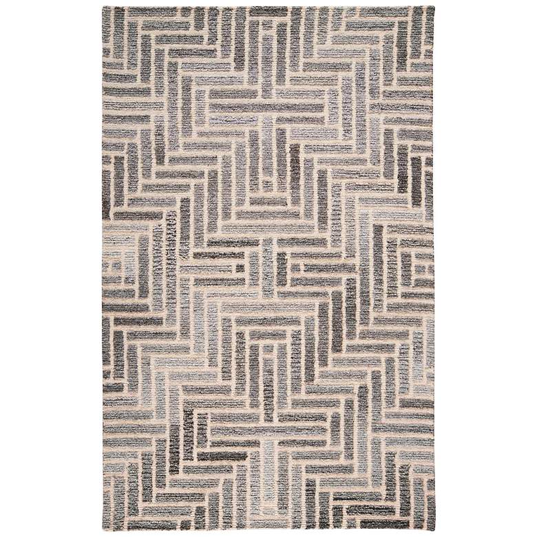 Image 2 Asher 8638768 5'x8' Gray Ivory Diamond Medallion Area Rug