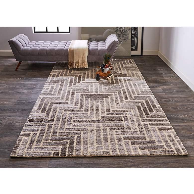 Image 1 Asher 8638768 5'x8' Gray Ivory Diamond Medallion Area Rug