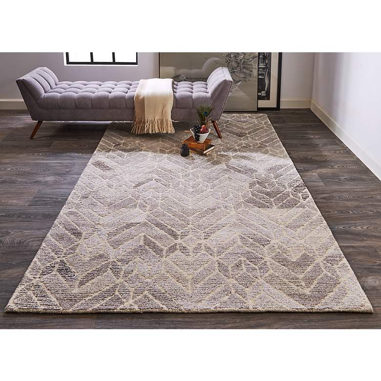 Image 1 Asher 8638769 5'x8' Gray Geometric Tufted Wool Area Rug