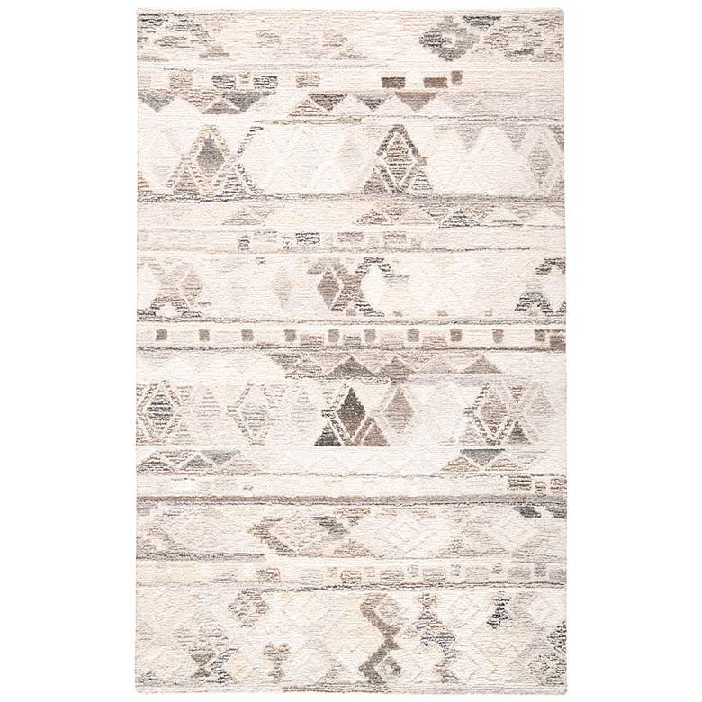 Asher 8638770 5&#39;x8&#39; Ivory and Brown Diamond Wool Area Rug
