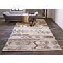 Asher 8638770 5&#39;x8&#39; Ivory and Brown Diamond Wool Area Rug