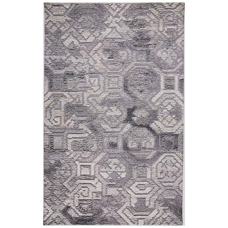 Image 2 Asher 8638772 5'x8' Gray Lustrous Geometric Wool Area Rug