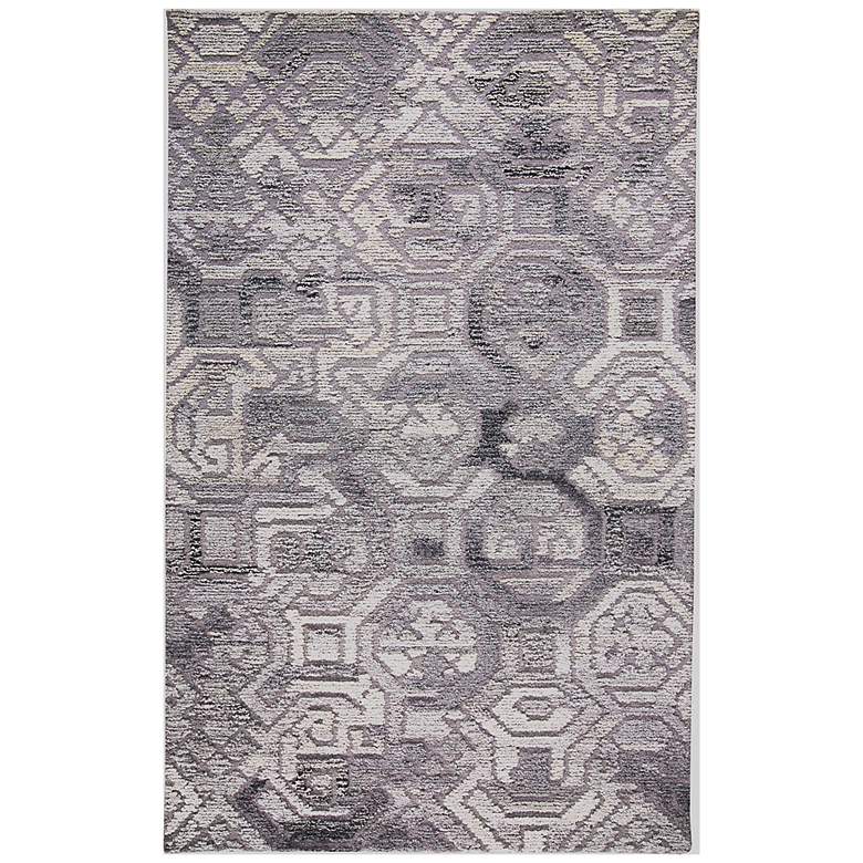 Image 2 Asher 8638772 5&#39;x8&#39; Gray Lustrous Geometric Wool Area Rug