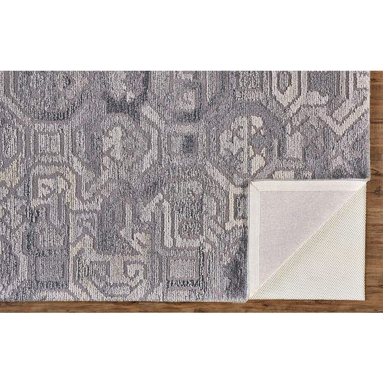 Asher 8638772 5&#39;x8&#39; Gray Lustrous Geometric Wool Area Rug more views