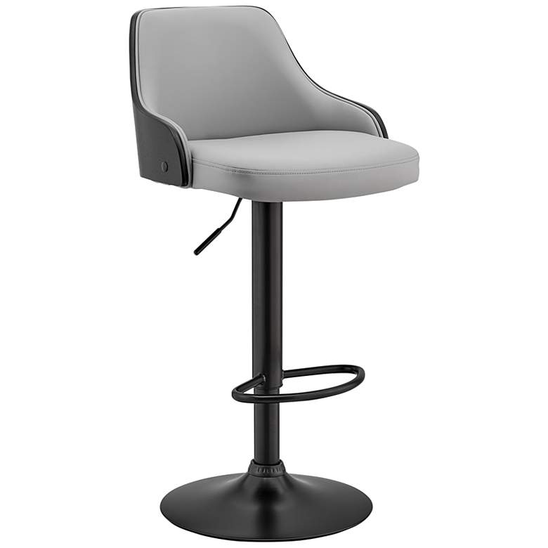 Image 2 Asher Gray Faux Leather and Black Adjustable Bar Stool