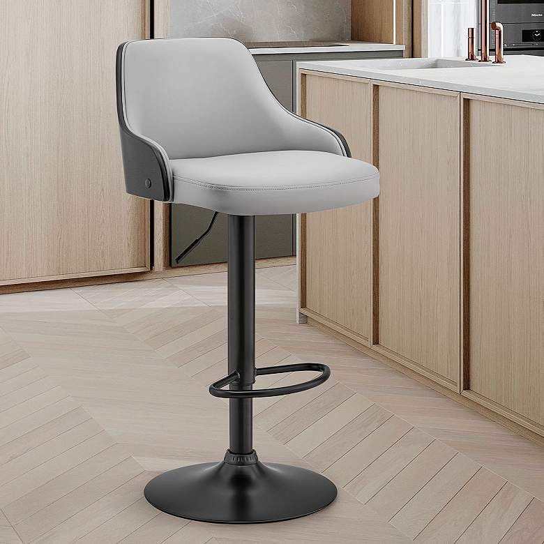 Image 1 Asher Gray Faux Leather and Black Adjustable Bar Stool