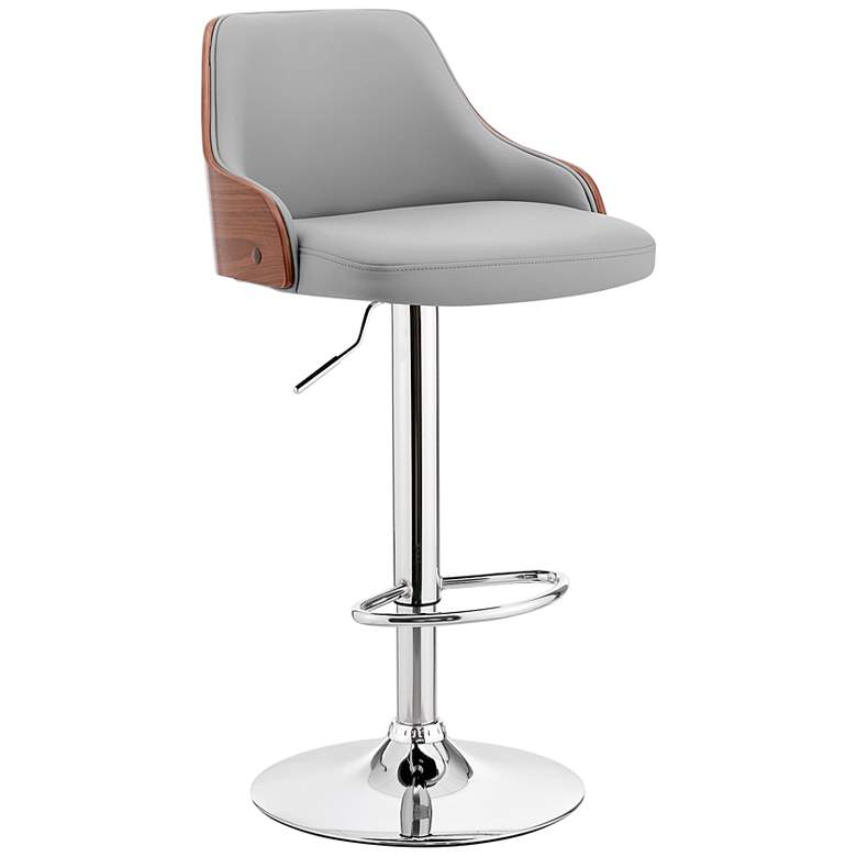 Image 2 Asher Gray Faux Leather and Chrome Adjustable Bar Stool