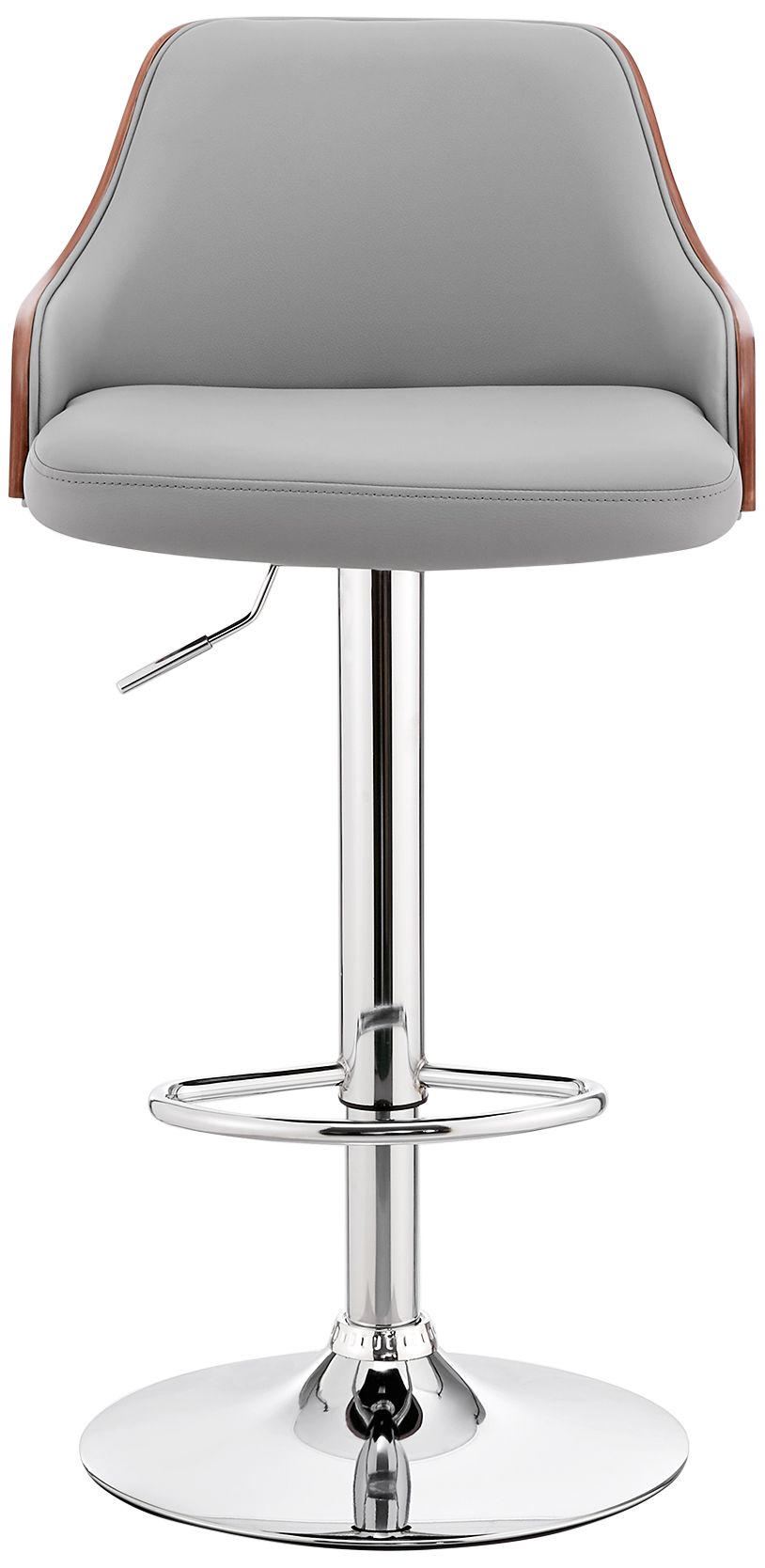 Asher Gray Faux Leather and Chrome Adjustable Bar Stool