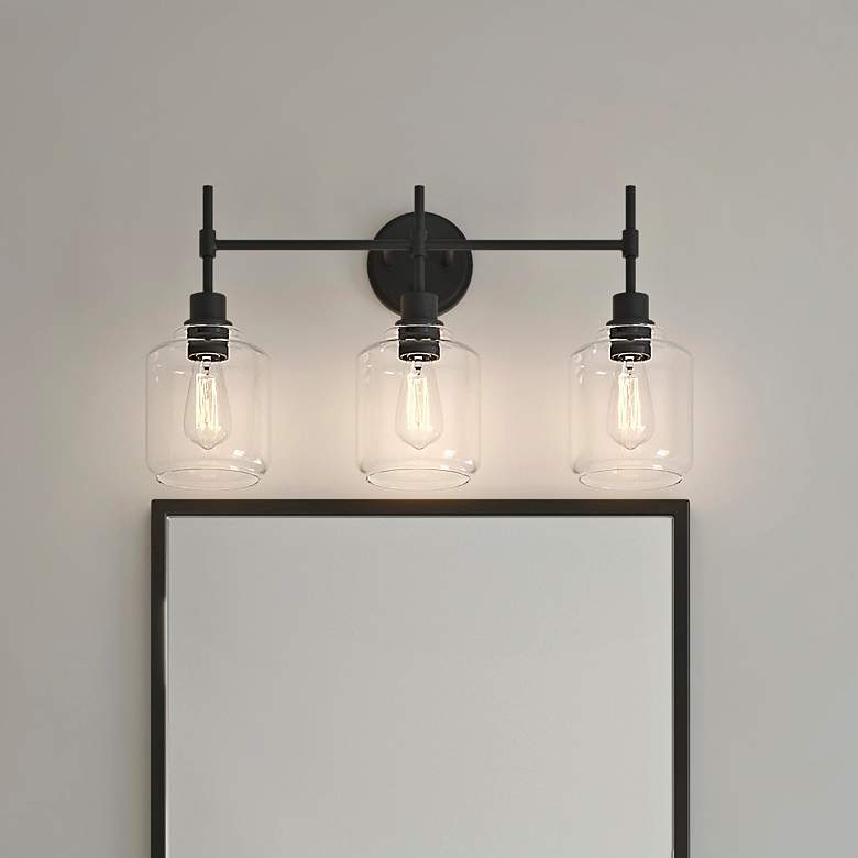 Image 2 Asheville 25" Wide Matte Black 3-Light Bath Light