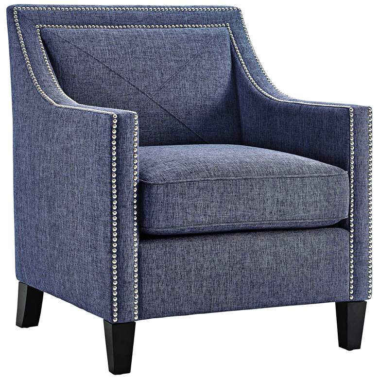 Image 1 Asheville Blue Linen Accent Armchair