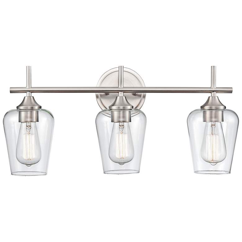 Image 2 Ashford 22" Wide Brushed Nickel 3-Light Vanity Bath Light