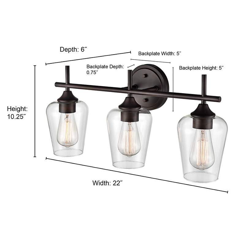 Image 5 Ashford 22" Wide Brushed Nickel 3-Light Vanity Bath Light more views