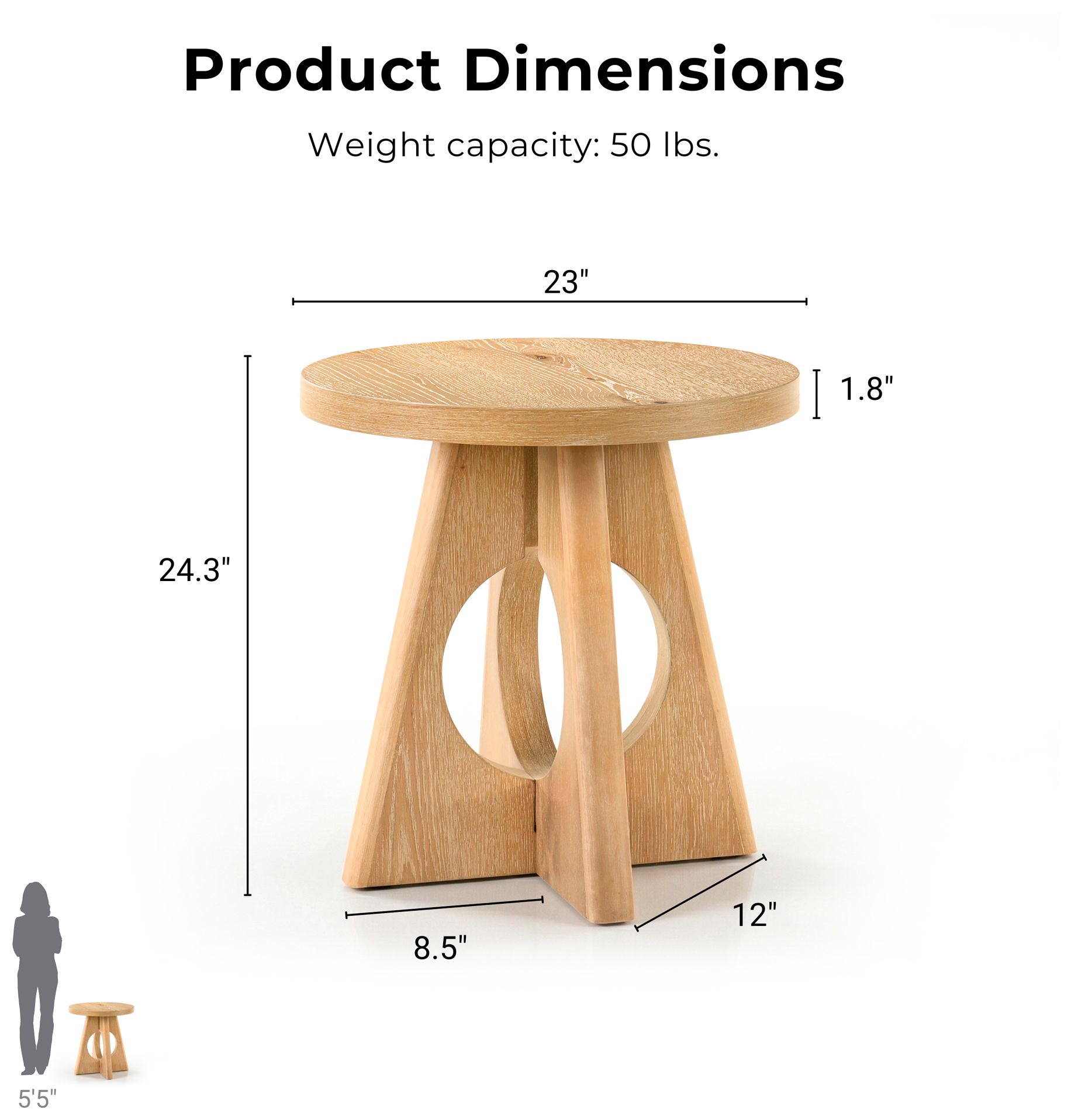 Image 3 Ashford 23" Wide Oak Round Wood End Table with Cutout Pedestal Base more views