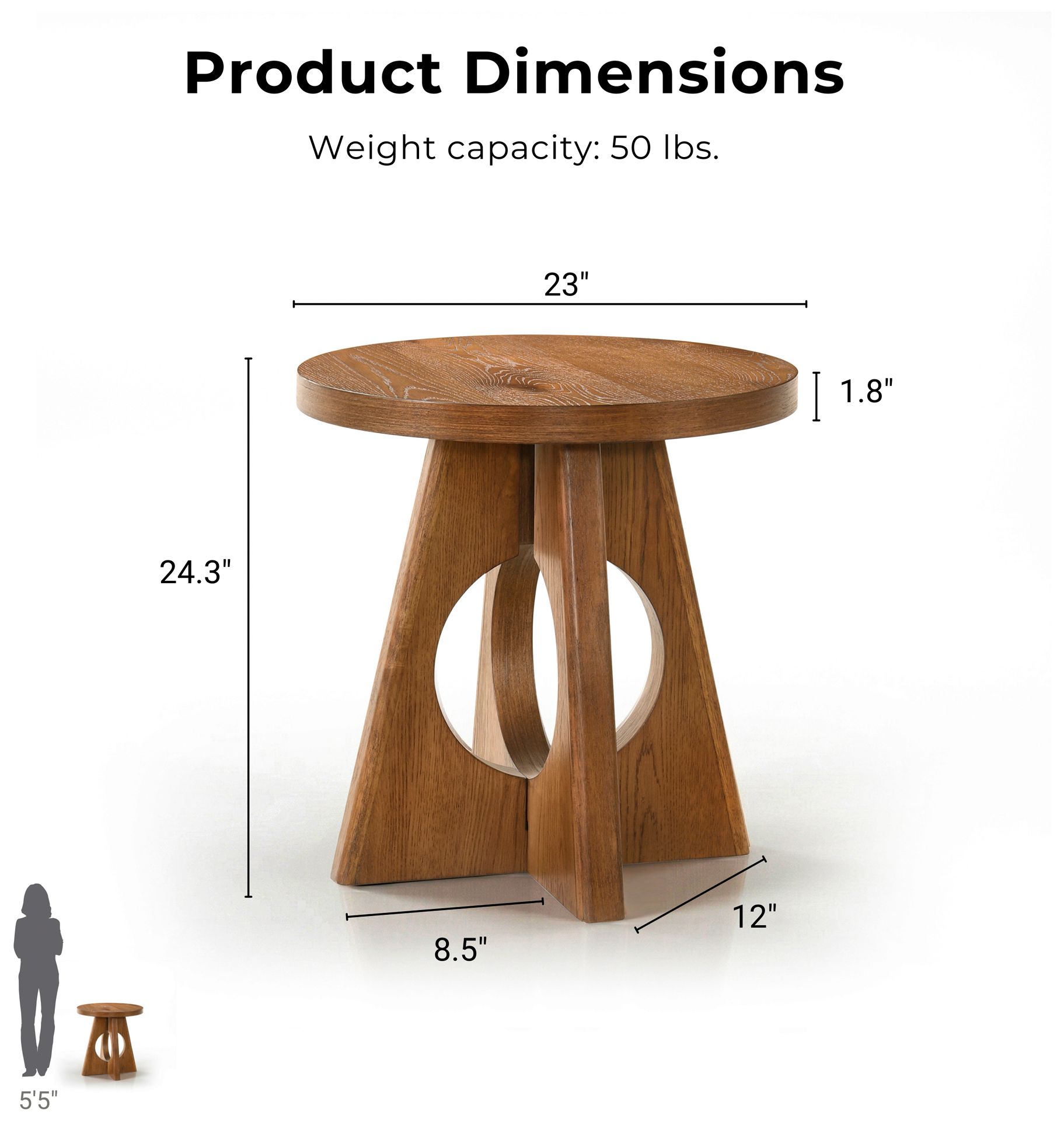 Image 3 Ashford 23" Wide Walnut Round Wood End Table with Cutout Pedestal Base more views