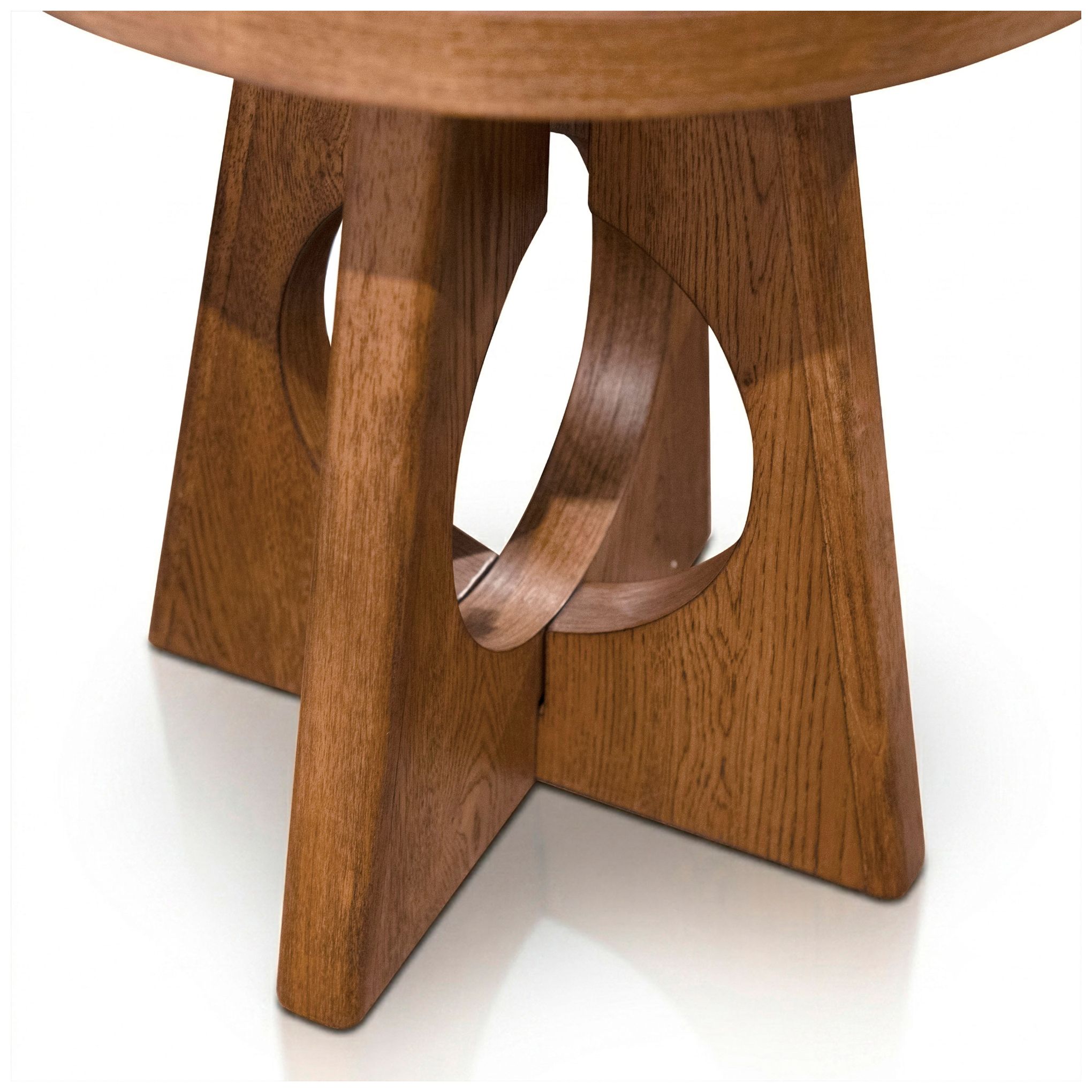 Ashford 23" Wide Walnut Round Wood End Table with Cutout Pedestal Base