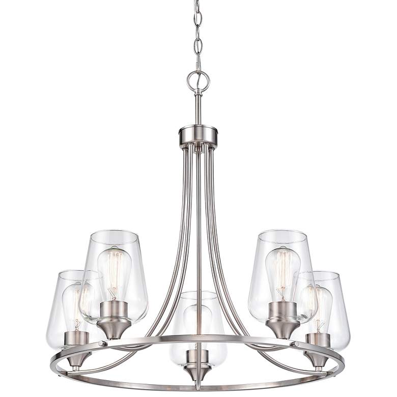 Image 2 Ashford 25" Wide Brushed Nickel 5-Light Chandelier