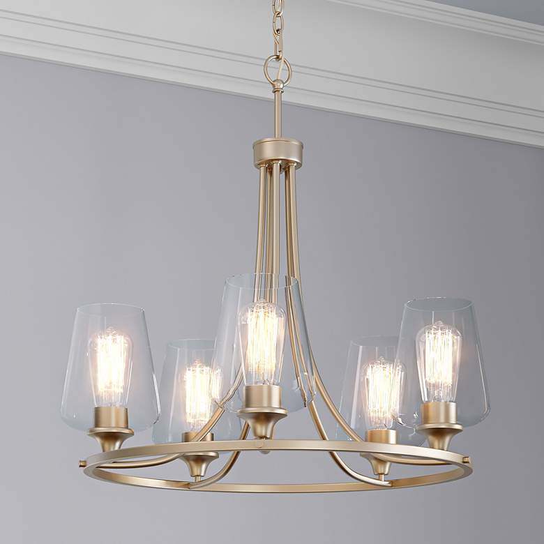 Image 1 Ashford 25" Wide Modern Gold 5-Light Chandelier