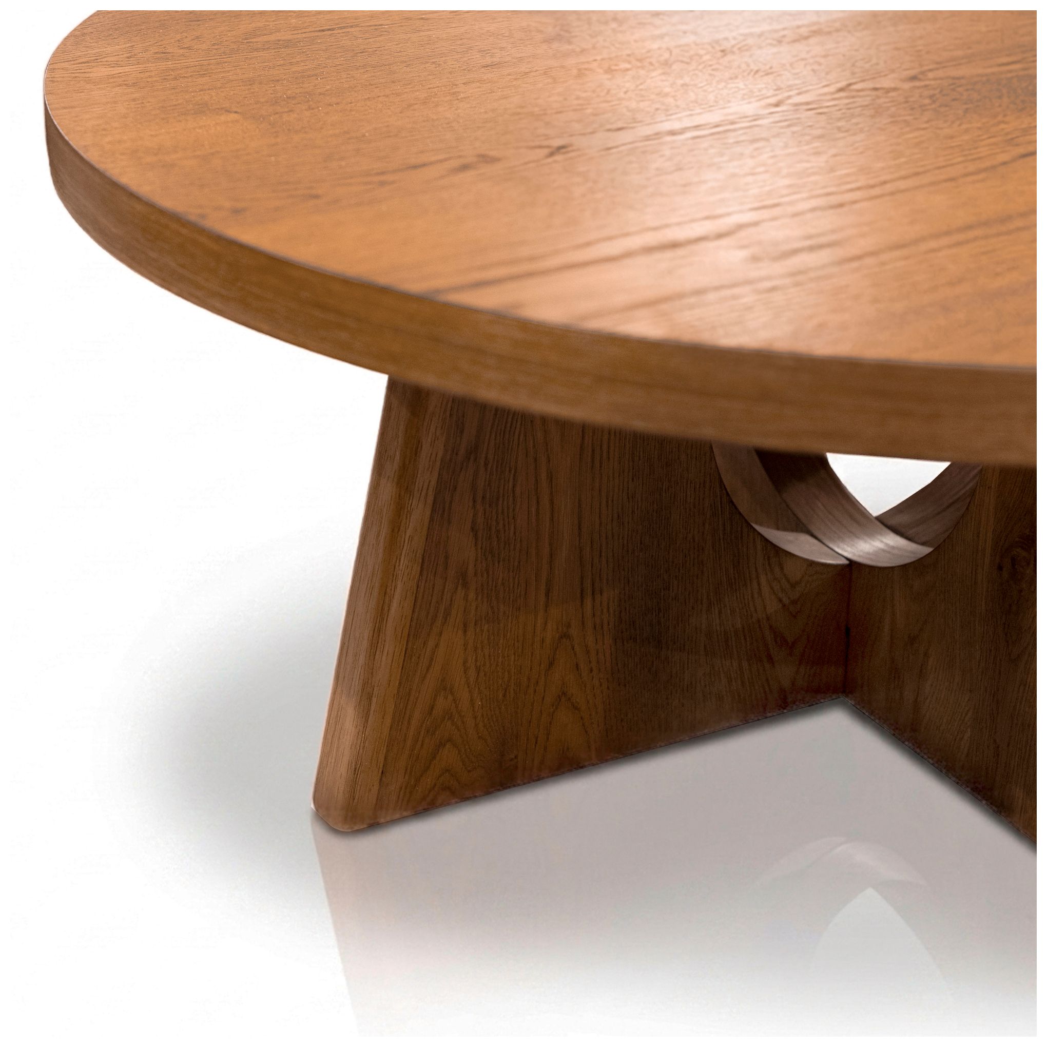 Ashford 40" Wide Walnut Round Wood Coffee Table with Cutout Pedestal Base